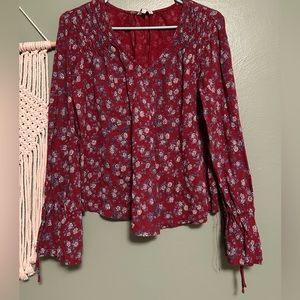 Long sleeve floral peasant top